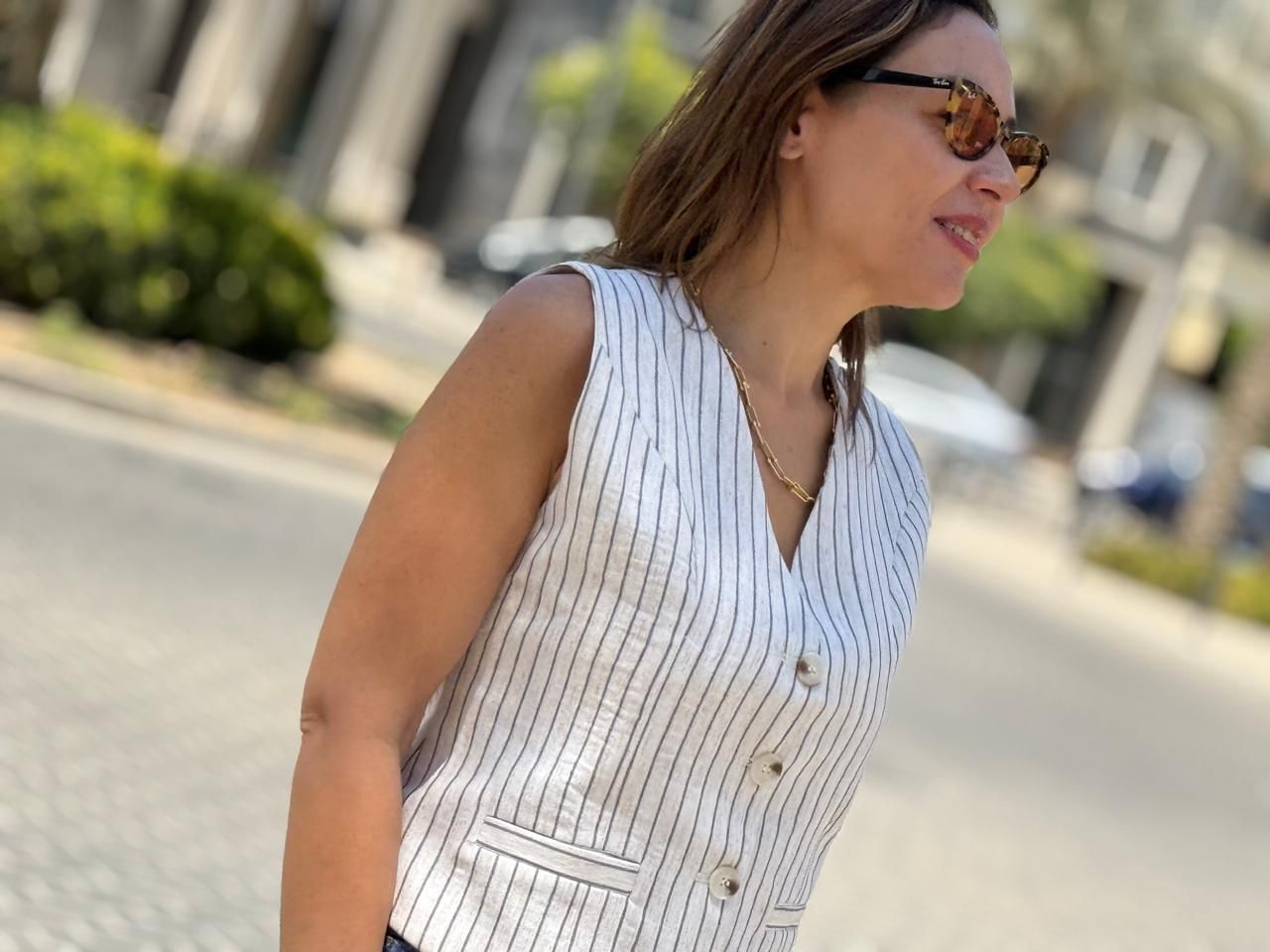 Linen Striped Vest