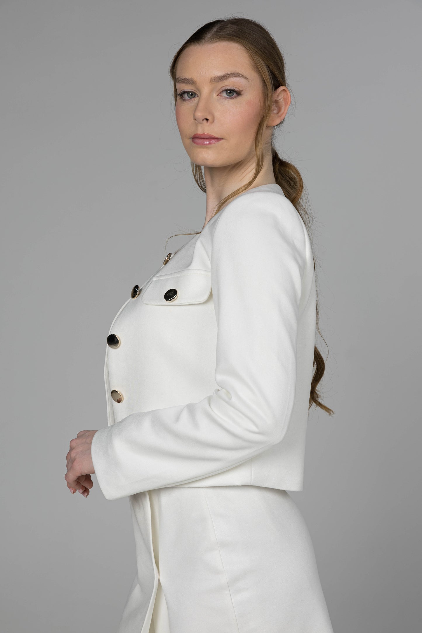 The Parisian Suede Crop Blazer