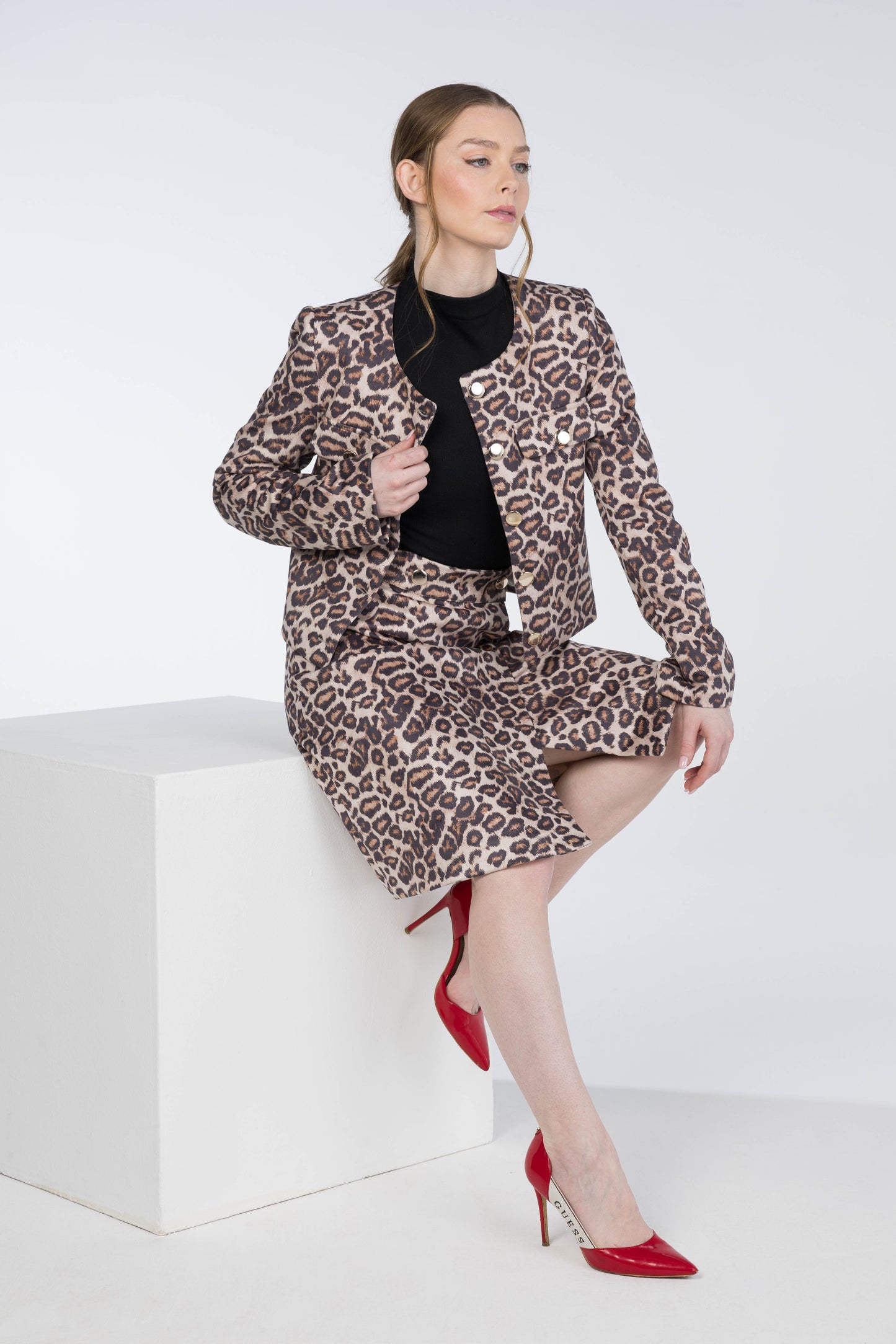 Leopard Print Suede Skirt
