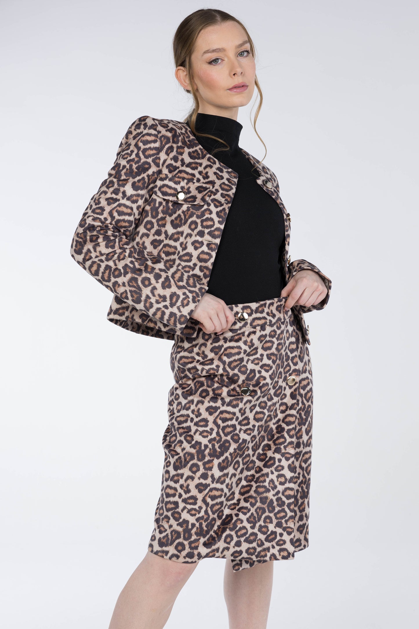 Leopard Print Suede Skirt